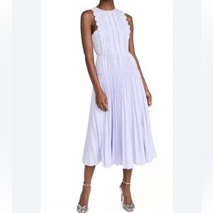 SELF-PORTRAIT  Scallop Detail Midi Dress in Lilac size 6